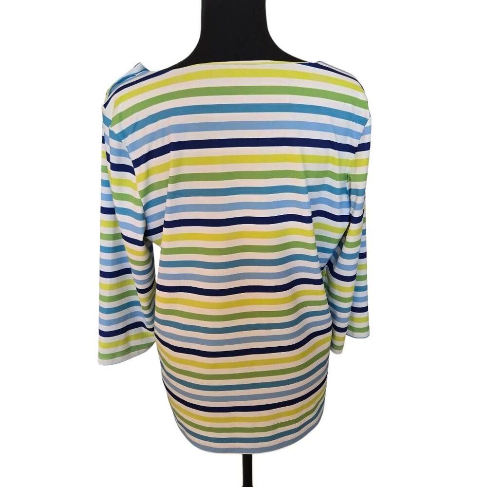 Peck & Peck Womens Multicolor Striped Casual Top Medium - Picture 6 of 10